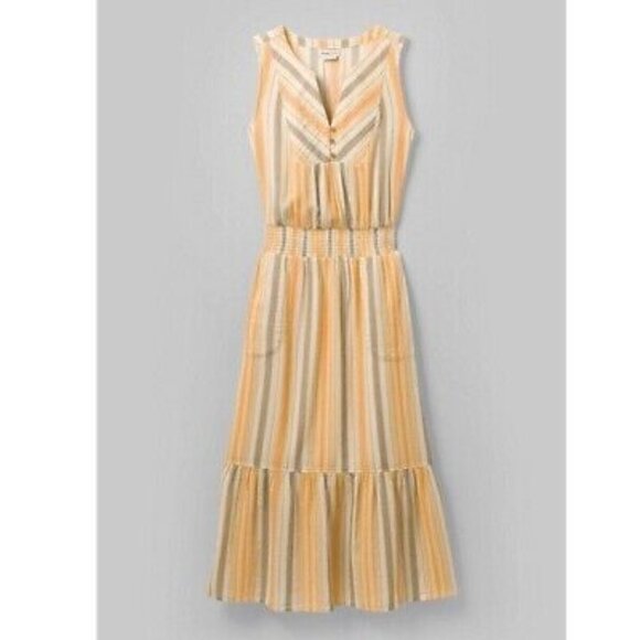 NEW Prana California Dreaming Maxi Long Full Length Golden Hour Stripe Dress NWT - Picture 2 of 5
